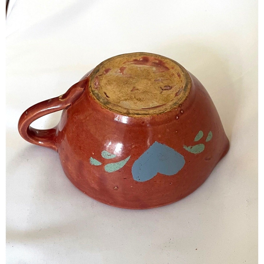 Redware Tennessee Clay Ware Works Pottery Folk Art Heart Mixing Bowl Clay VTG - Picture 9 of 12